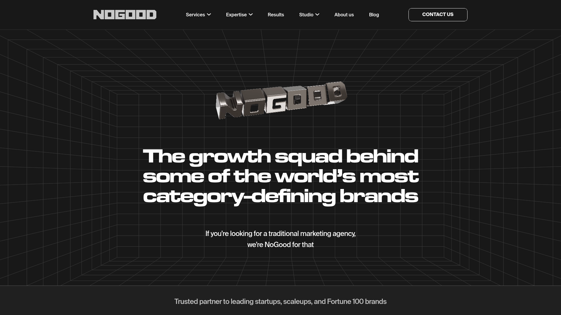 Homepage of the NoGood growth marketing agency