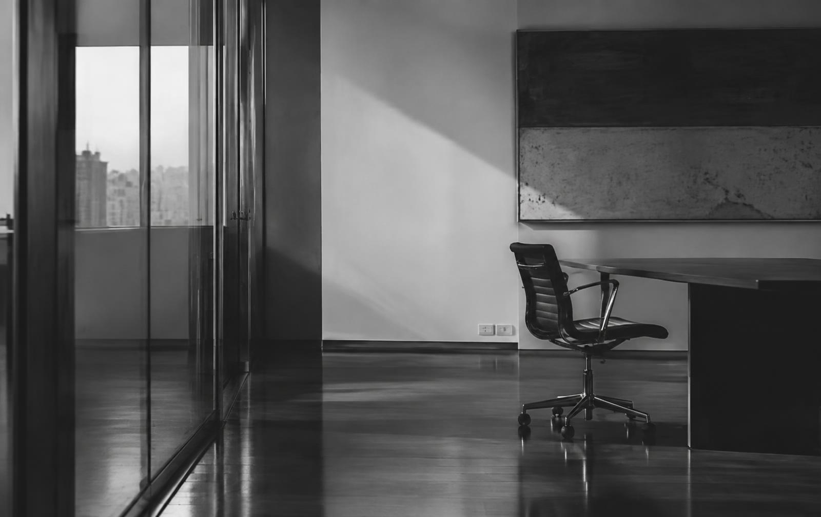 An austere room with daylight through glass